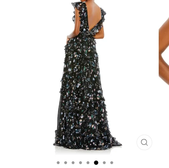 Black mac duggal flower v neck dress ruffle - Picture 2 of 4